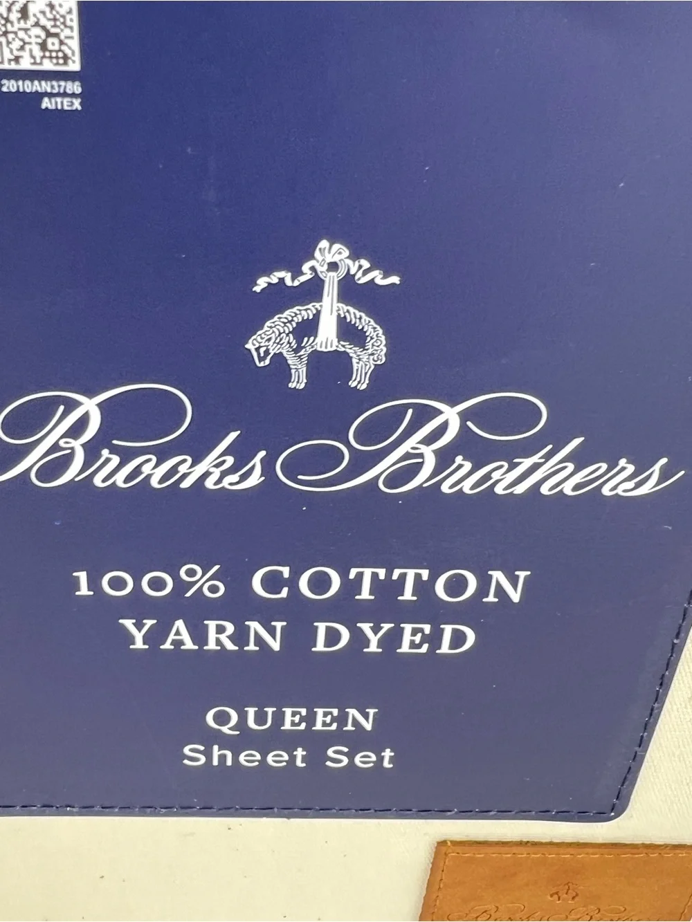 4 Pc Brooks Brothers Queen Sheet Set Blue White Striped Cotton Yarn Dyed NEW